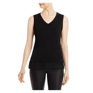 & BASICS Womens Black Sleeveless V Neck Tank Top XS